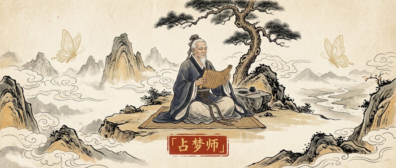 占梦师 - 古风占梦官水墨插画